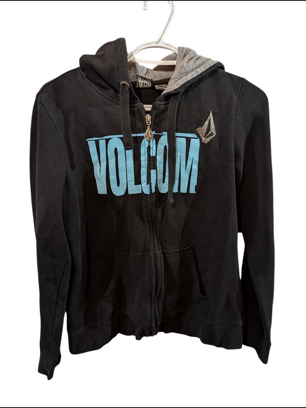 Volcom Black Zip-Up Hoodie with Blue Logo